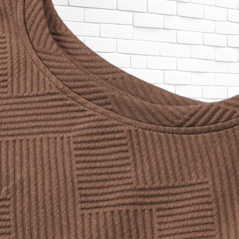 Boutique Brown Texture Long Sleeve Top and Shorts Lounge Set NWT - Picture 11 of 15